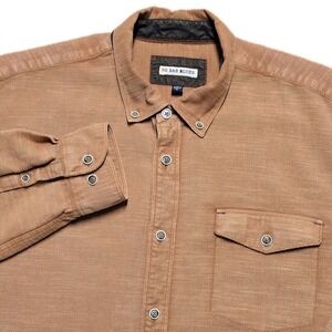 32 Bar Blues Texture Shirt Jacket Mens XL Burnt‎ Orange Button-Down Long Sleeve